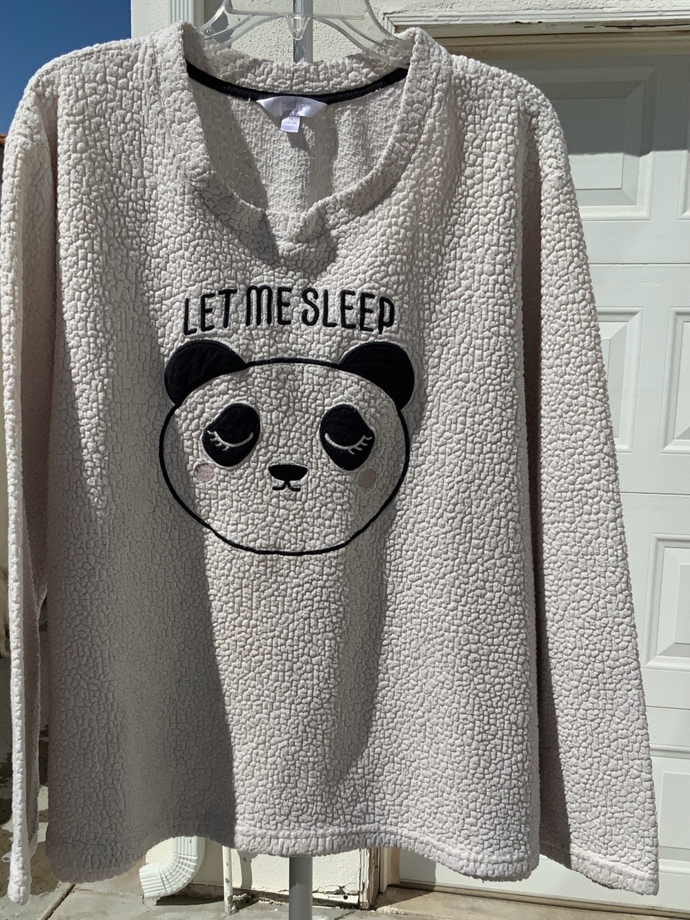 Cozy Fleece Panda Sleep Top - Cream